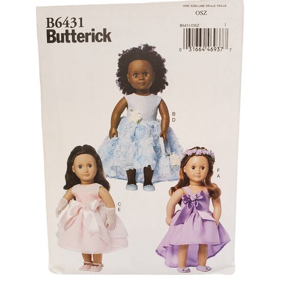 Butterick 18 Doll Clothes Sewing Pattern B6431 Ball Gown Fancy Dress - Picture 6 of 6
